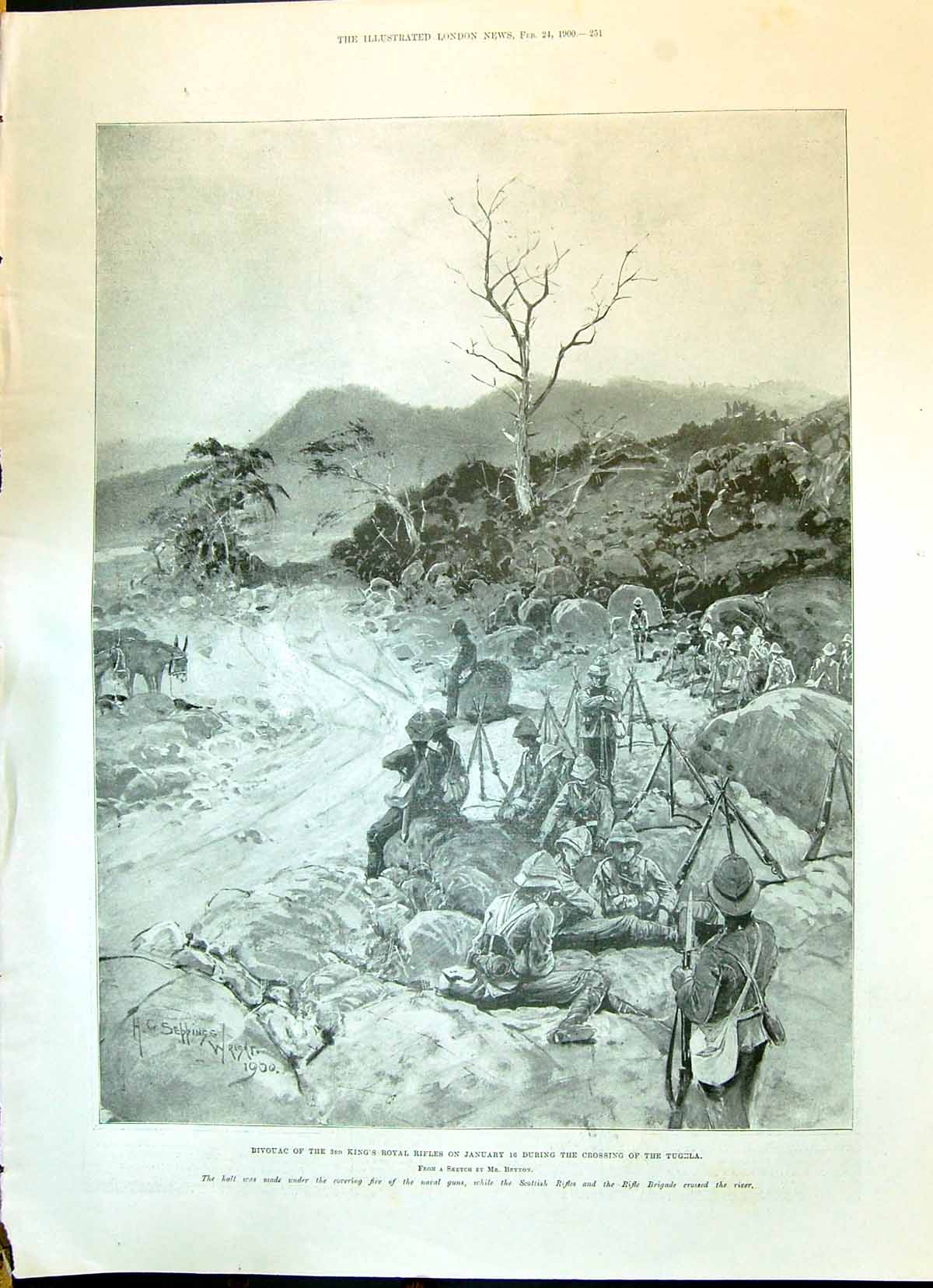Old 1900 Bivouac King'S Royal Rifles War Tugela Kekewich Bugle Dunne Victorian