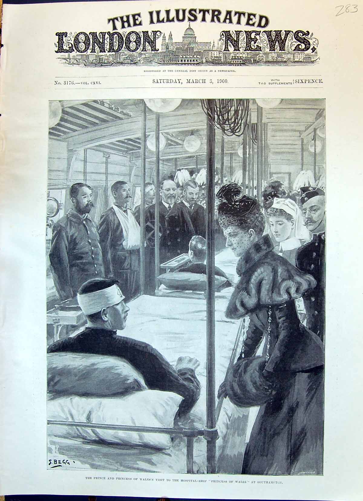 Old 1900 Prince Wales Visit Hospital Ship Princess Southampton War Pa Victorian