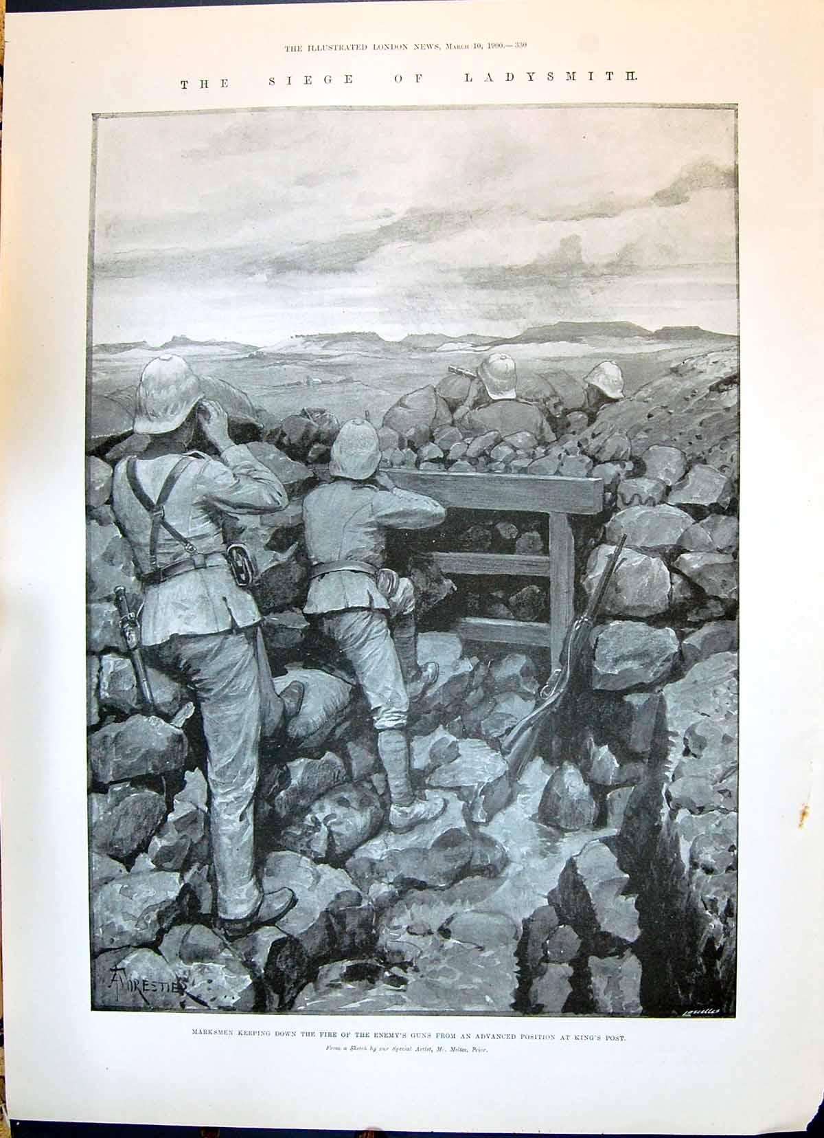 Old 1900 Siege Ladysmith Marksmen Trench King'S Post Hussars Tugela R Victorian