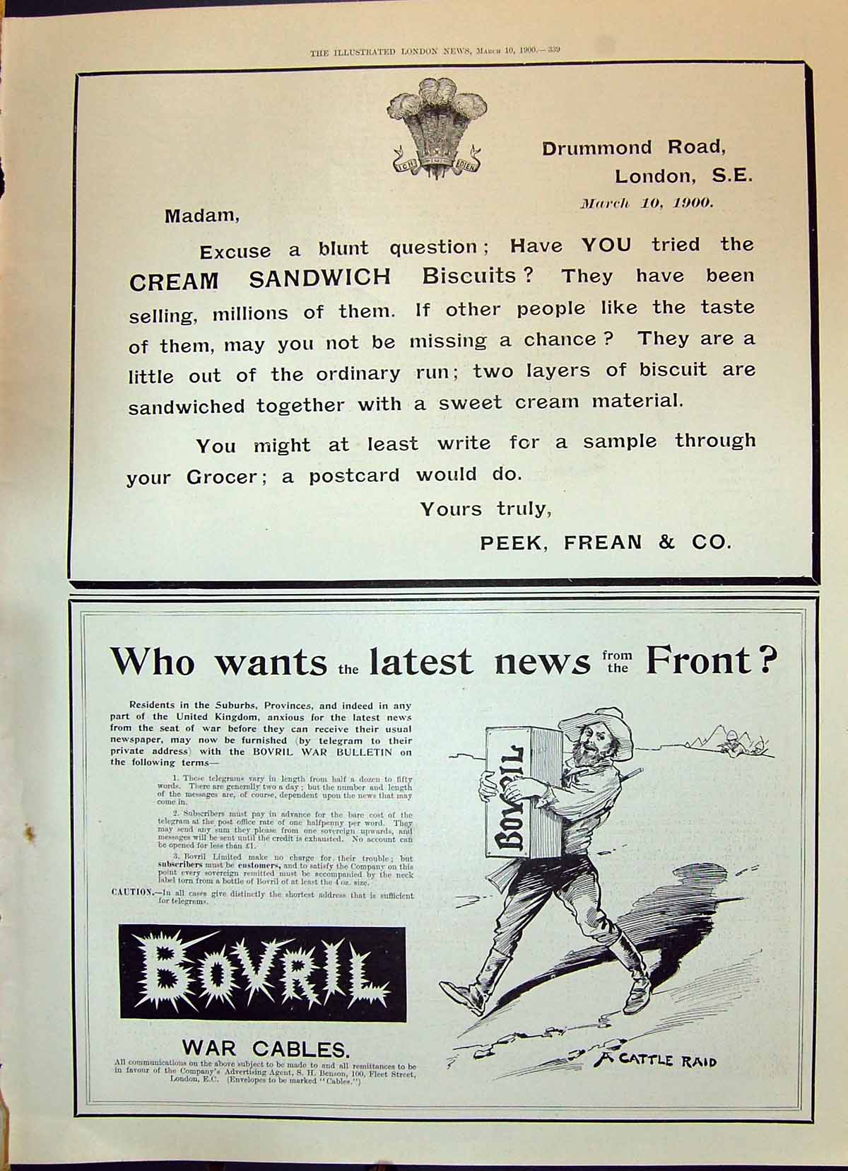 Old 1900 Peek Frean Bovril Ladies Fashion Mappin Webb Knife Ladysmith Victorian