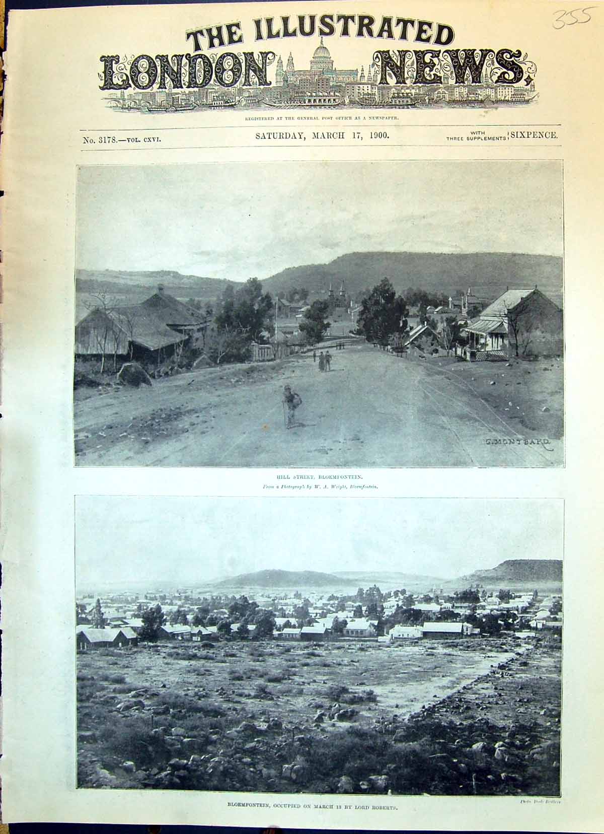 Old 1900 Hill Street Bloemfontein Occupied Lord Roberts Montbard Deal Victorian