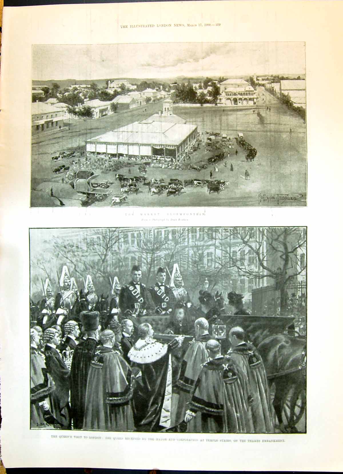 Old 1900 Market Bloemfontein Queen Victoria London Mayor War Hackney Victorian