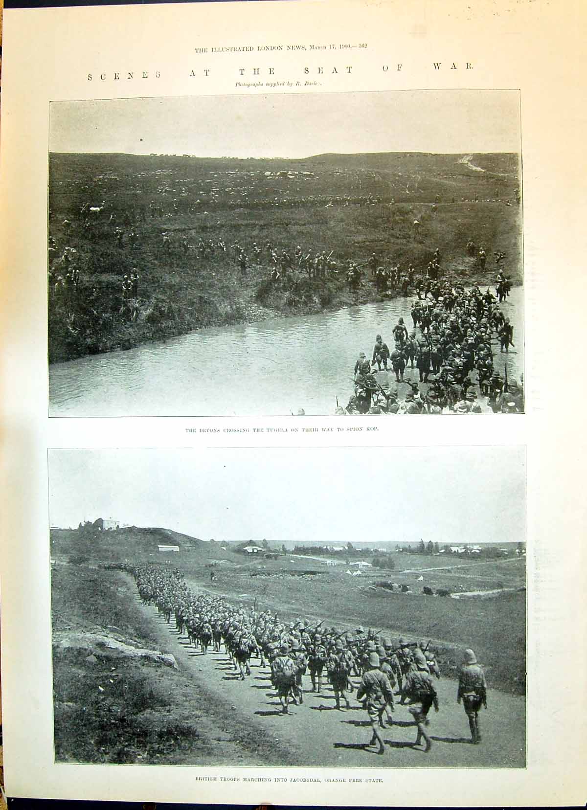 Old 1900 War Devons Tugela River Spion Kop British Army Jacobsdal Ora Victorian