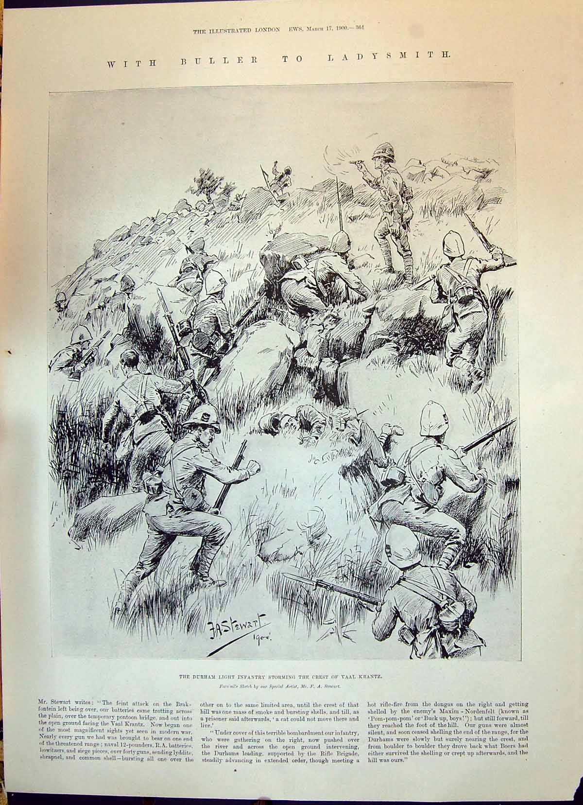 Old 1900 Buller Ladysmith War Durham Infantry Vaal Krantz Cavalry Pic Victorian