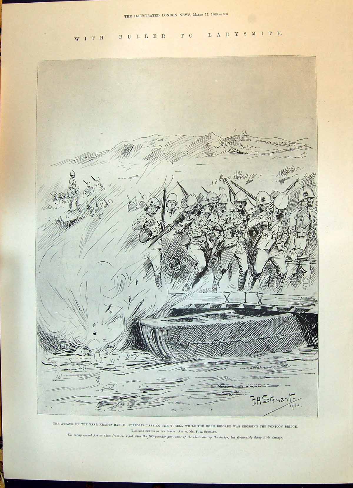 Old 1900 Buller Ladysmith Vaal Krantz Tugela Pontoon Bridge Koodoosbe Victorian