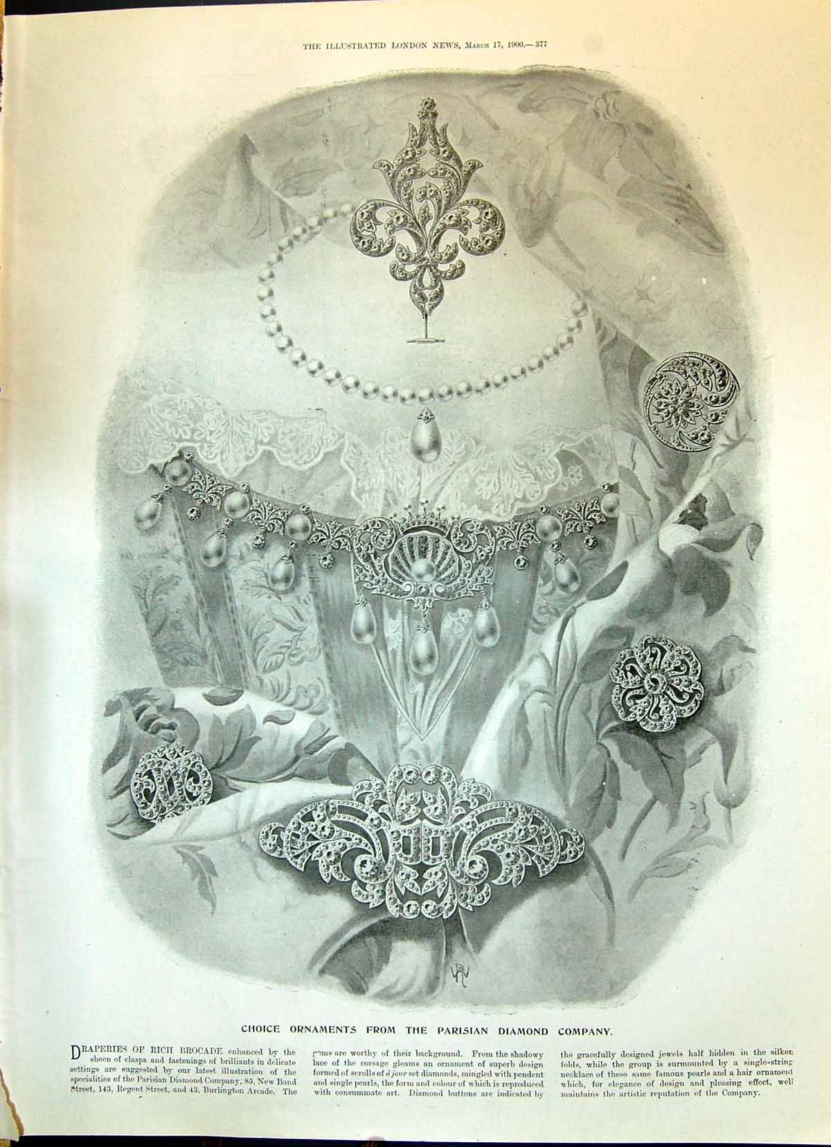 Antique Old Print 1900 Ornaments Parisian Diamond Company Mazawattee Tea Fox