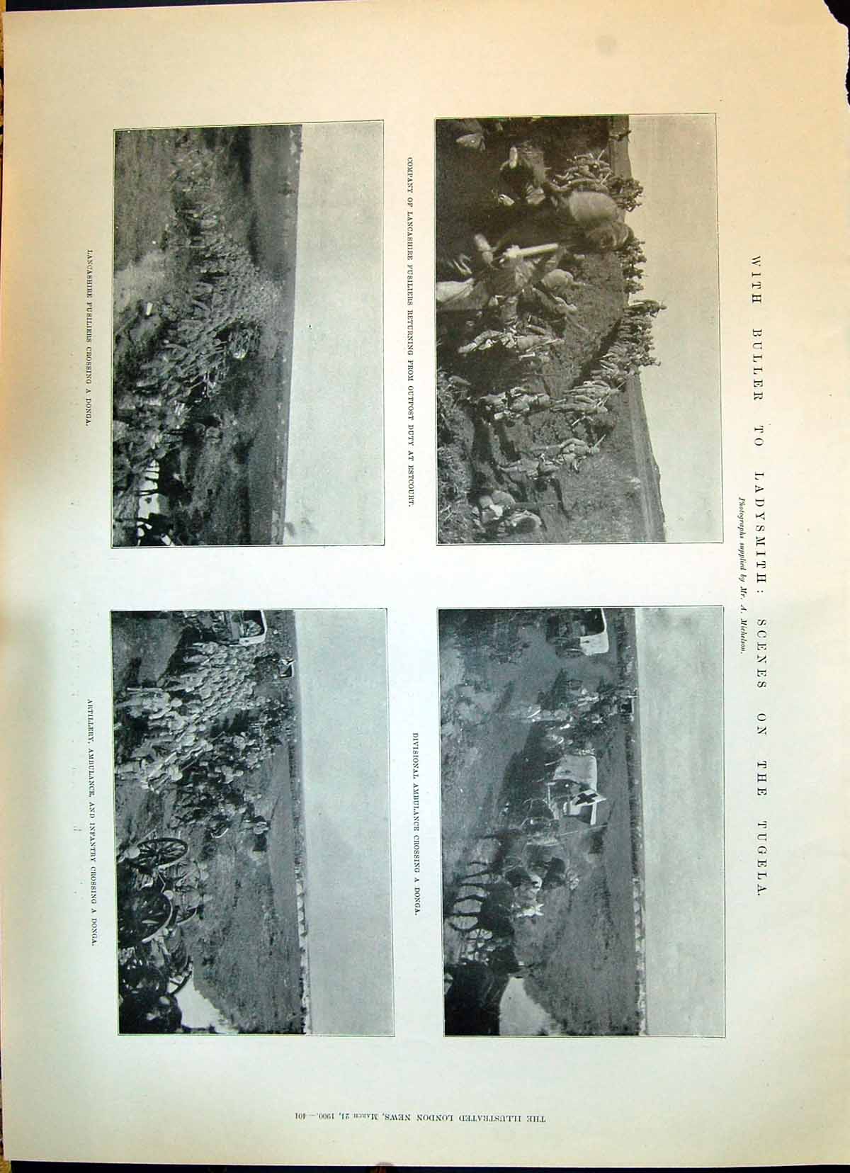 Old 1900 Buller Ladysmith War Tugela Ambulance Donga Lancashire Fusil Victorian