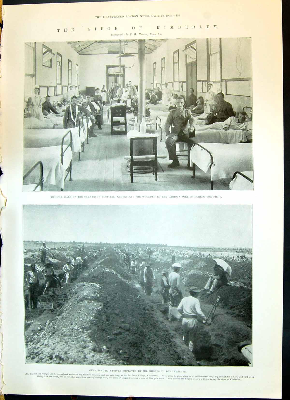 Old 1900 Siege Kimberley Carnarvon Hospital Rhodes Trenches Naval Gun Victorian