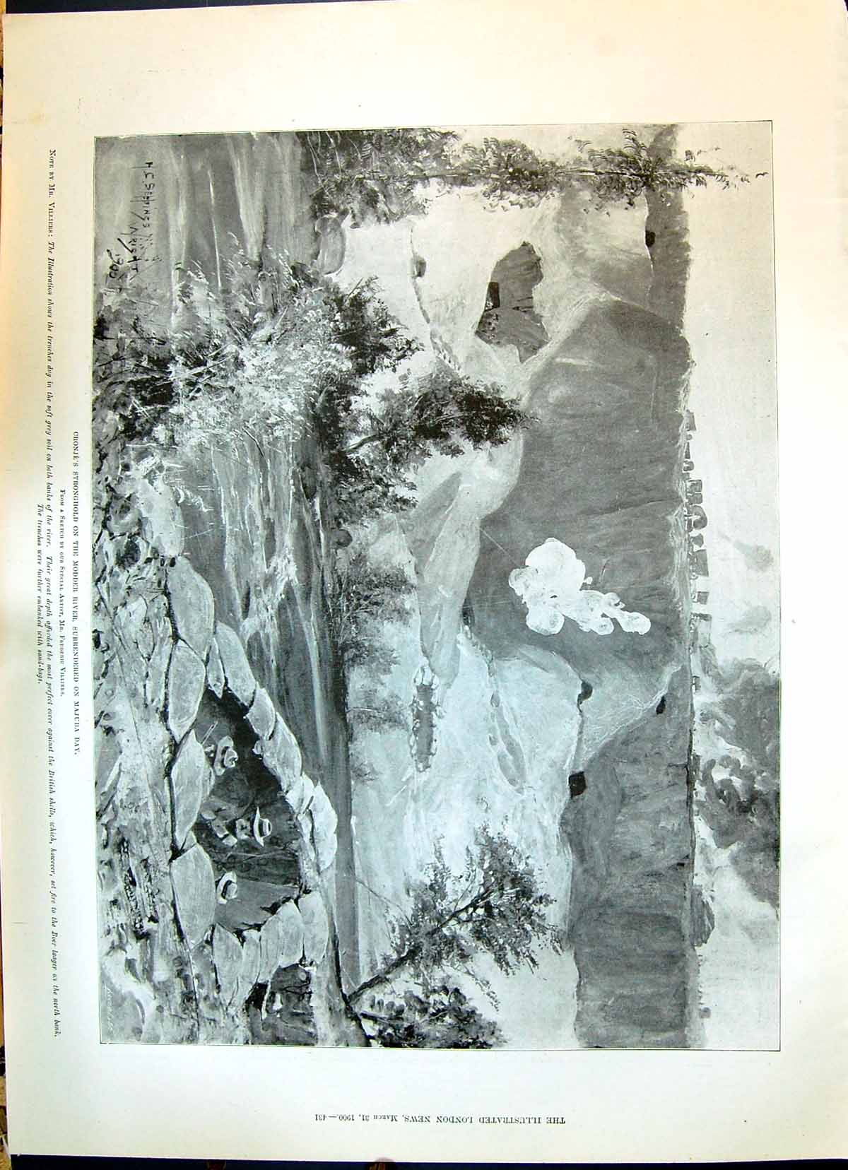 Antique Print 1900 Cronje StronghModder River Majuba Siege Ladysmith Killin