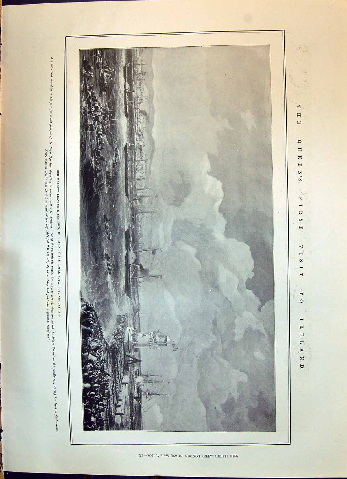 Old 1900 Queen Victoria Ireland Ships Kingstown Dublin City Gate Lord Victorian