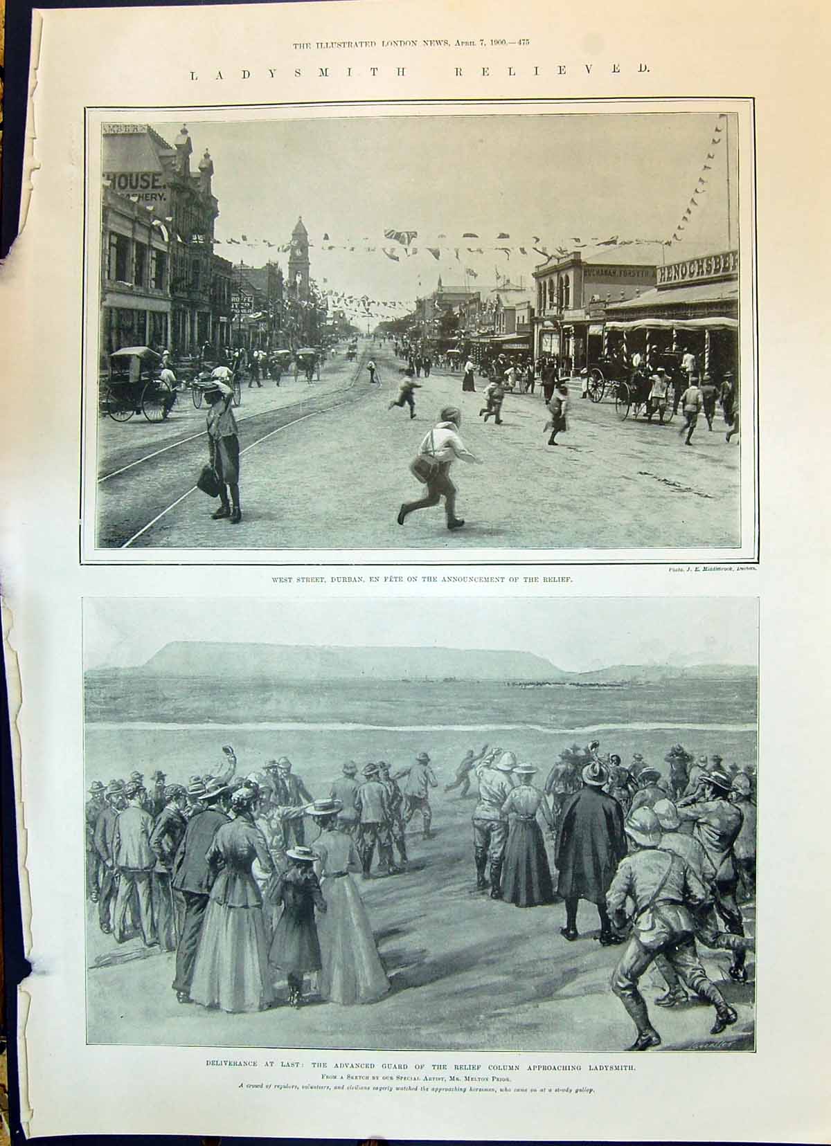 Old 1900 Ladysmith Durban Advanced Guard War Hart Brigade River Tugel Victorian