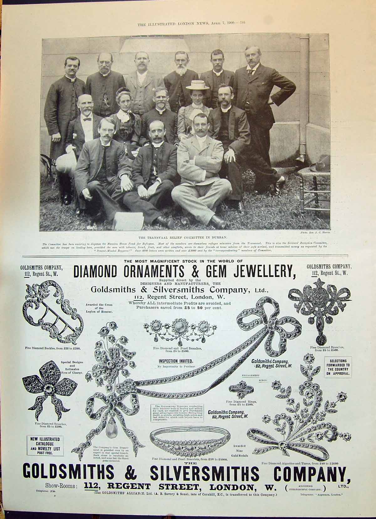 Old Print 1900 Transvaal Relief Committee Durban Mansion House Funs Gsmi 20th