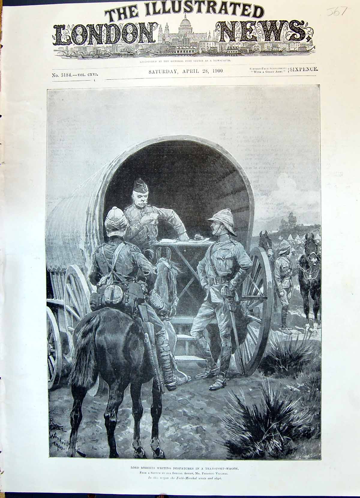 Old 1900 Lord Roberts Writing Despatches Transport Wagon Frederic Vil Victorian
