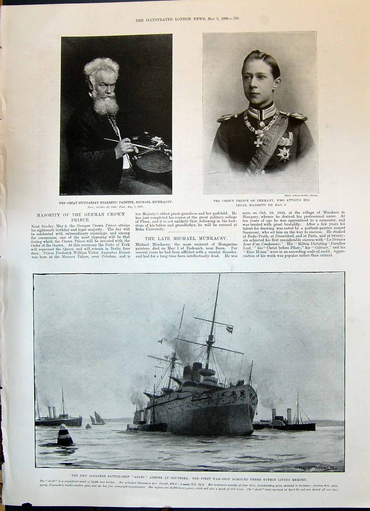 Old 1900 Prince Germant Munkacsy Ship Asahi Southsea Telescope Paris Victorian