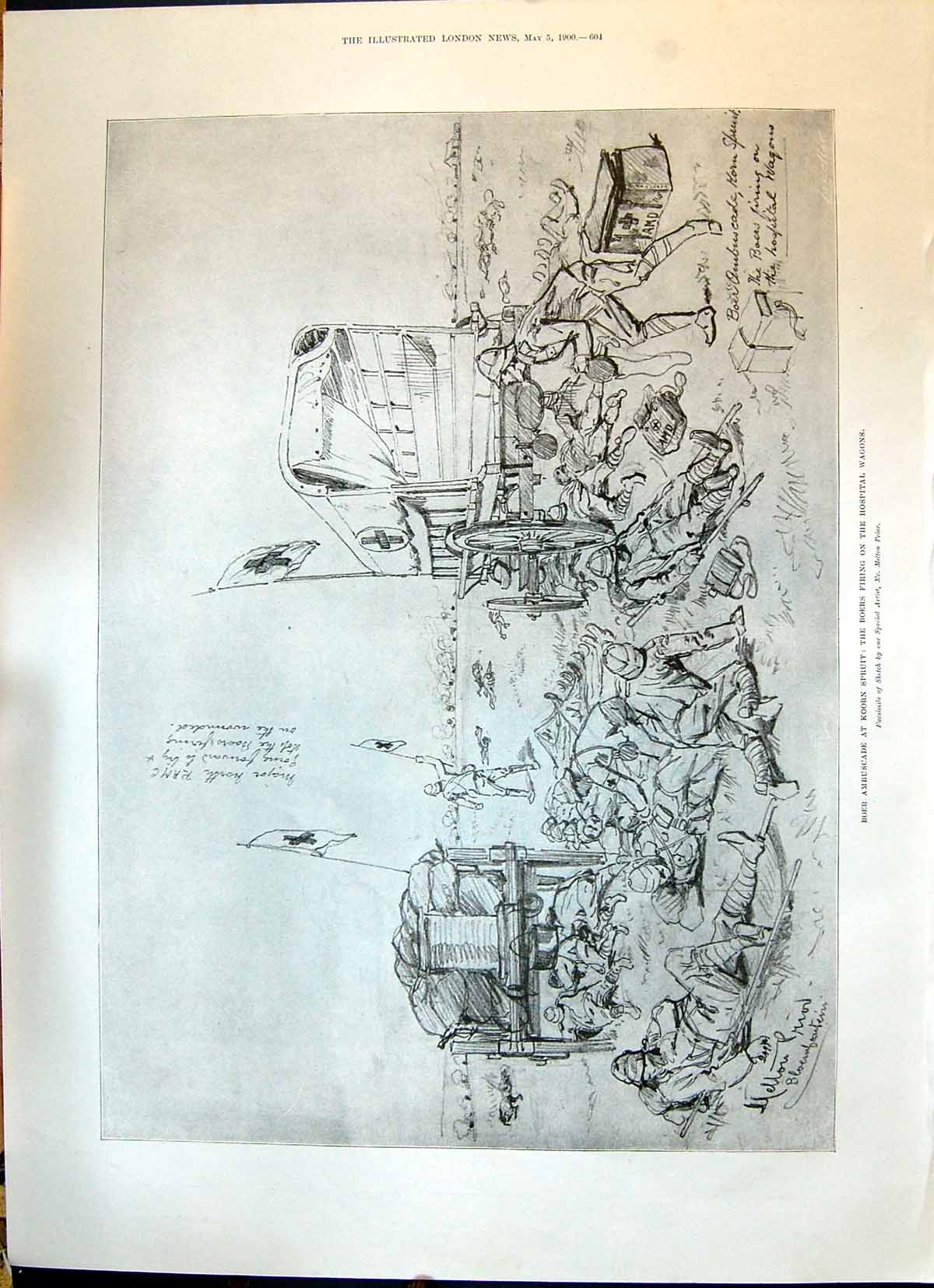 Old 1900 Boer Ambuscade Koorn Spruit Hospital Wagons African Light Ho Victorian