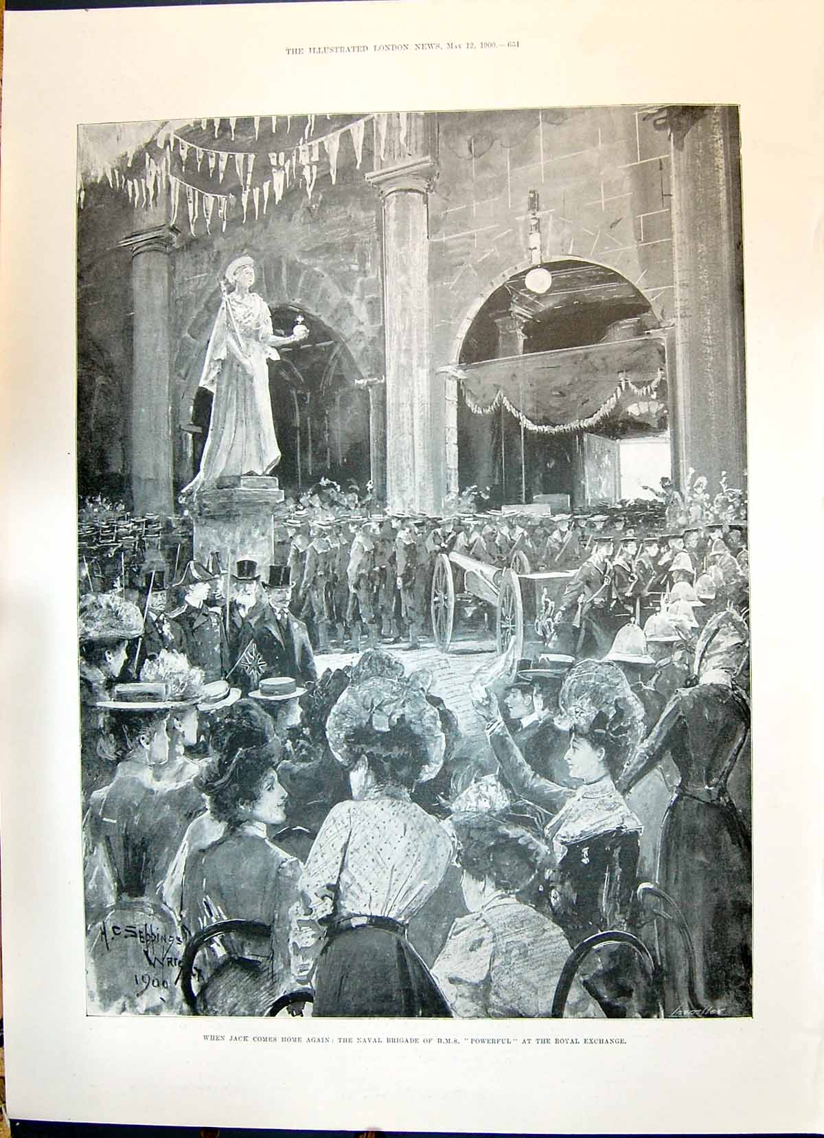 Old 1900 Naval Brigade Ship H.M.S. Powerful Royal Exchange Procession Victorian