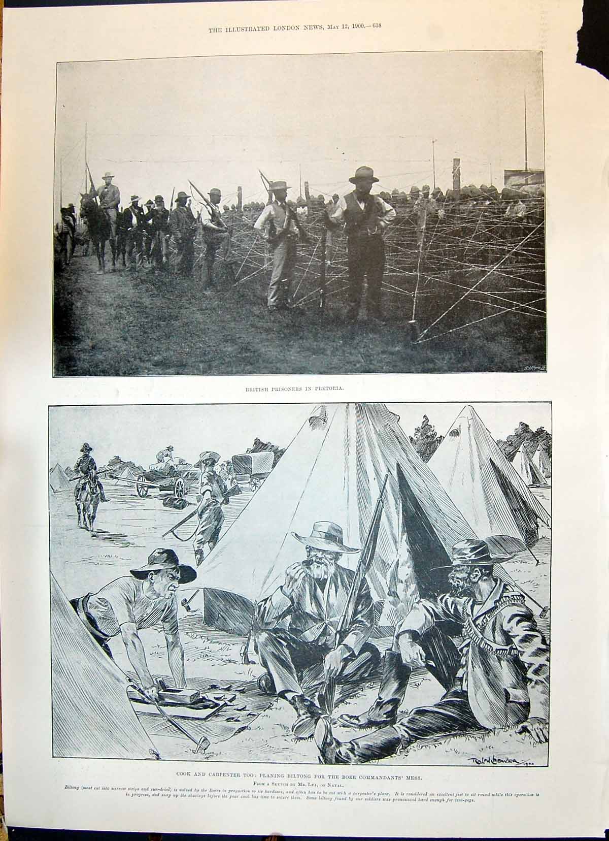 Old 1900 War British Prisoners Pretoria Biltong Boer Bramsdon Webster Victorian