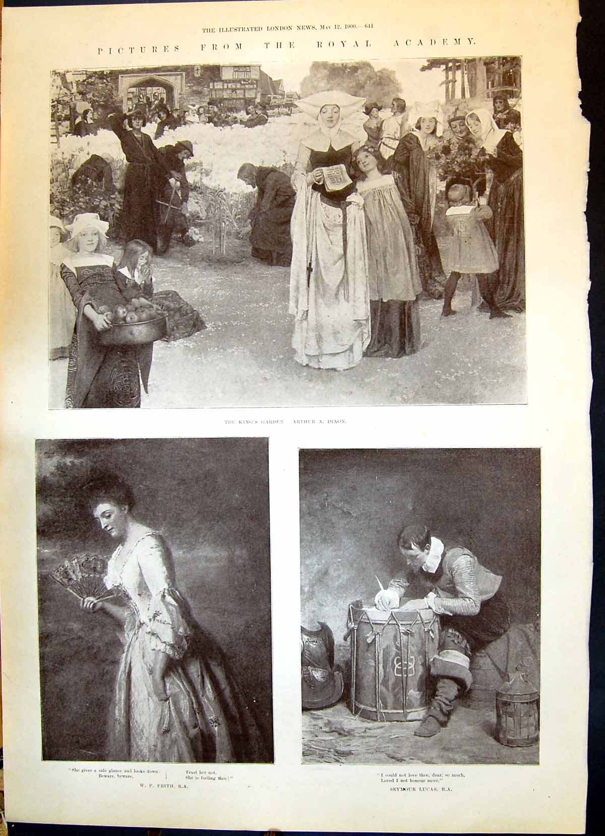 Old 1900 Royal Academy Art King'S Garden Frith Man Drum Blake'S Ship Victorian