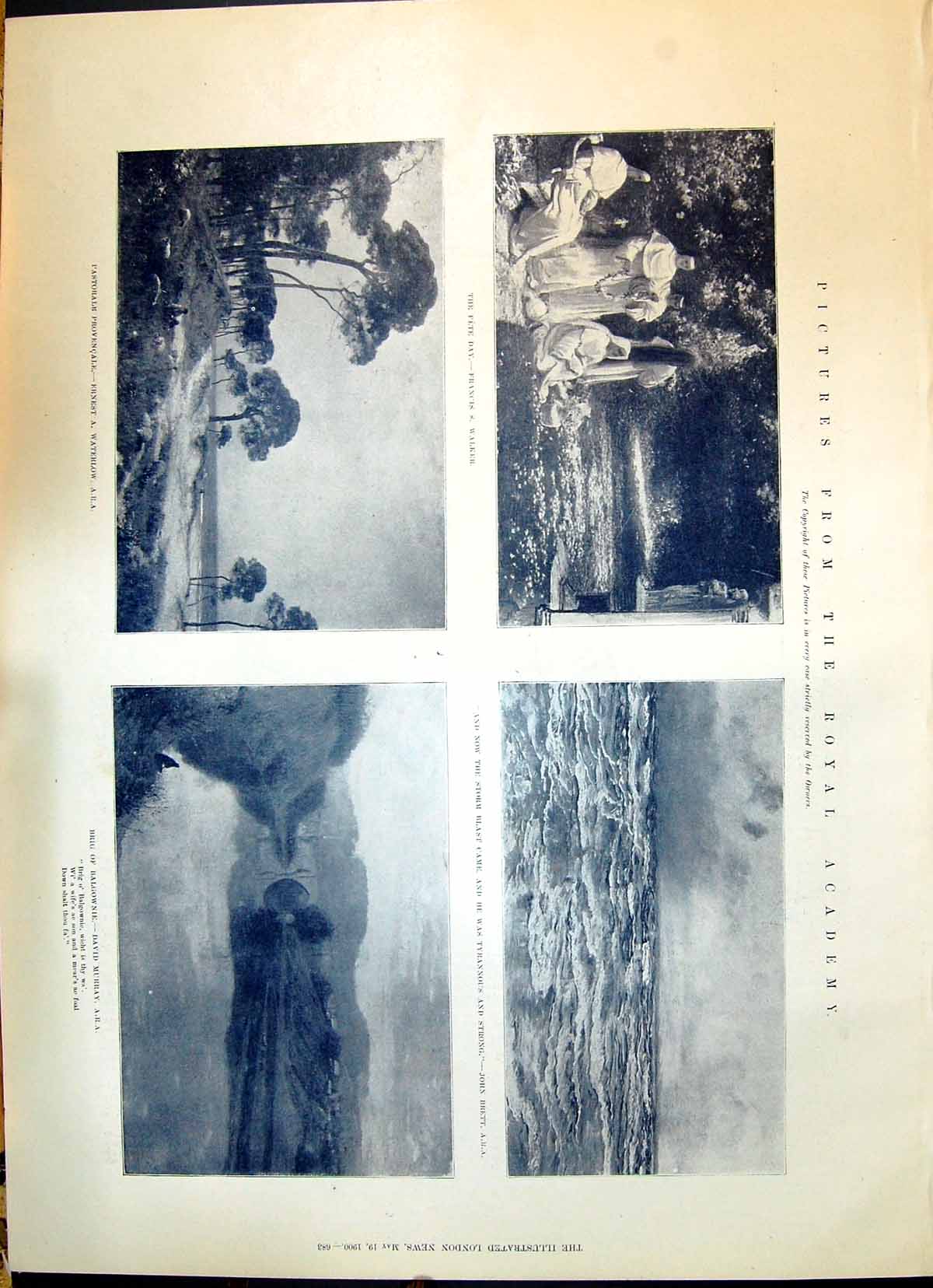 Old 1900 Royal Academy Art Fete Stormy Sea Provencale Balgownie Ladie Victorian