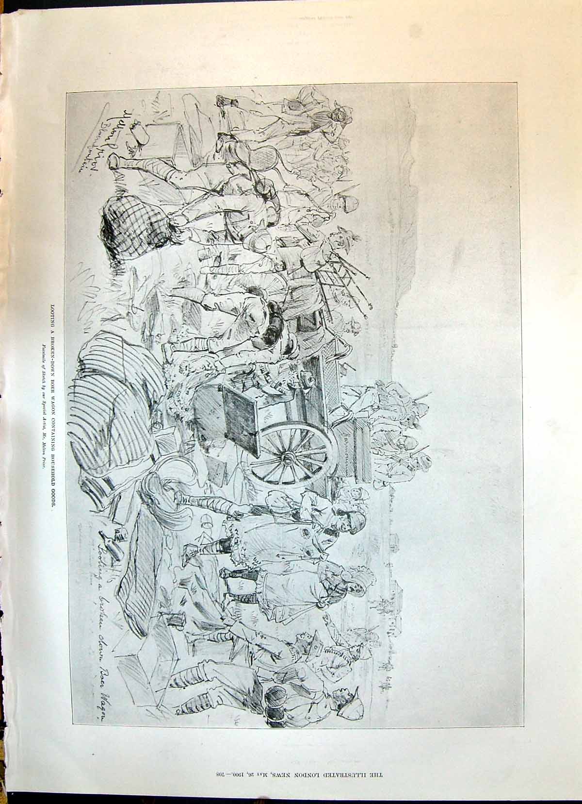 Old 1900 Looting Broken-Down Boer Wagon War Natal Nicholson Hussars J Victorian