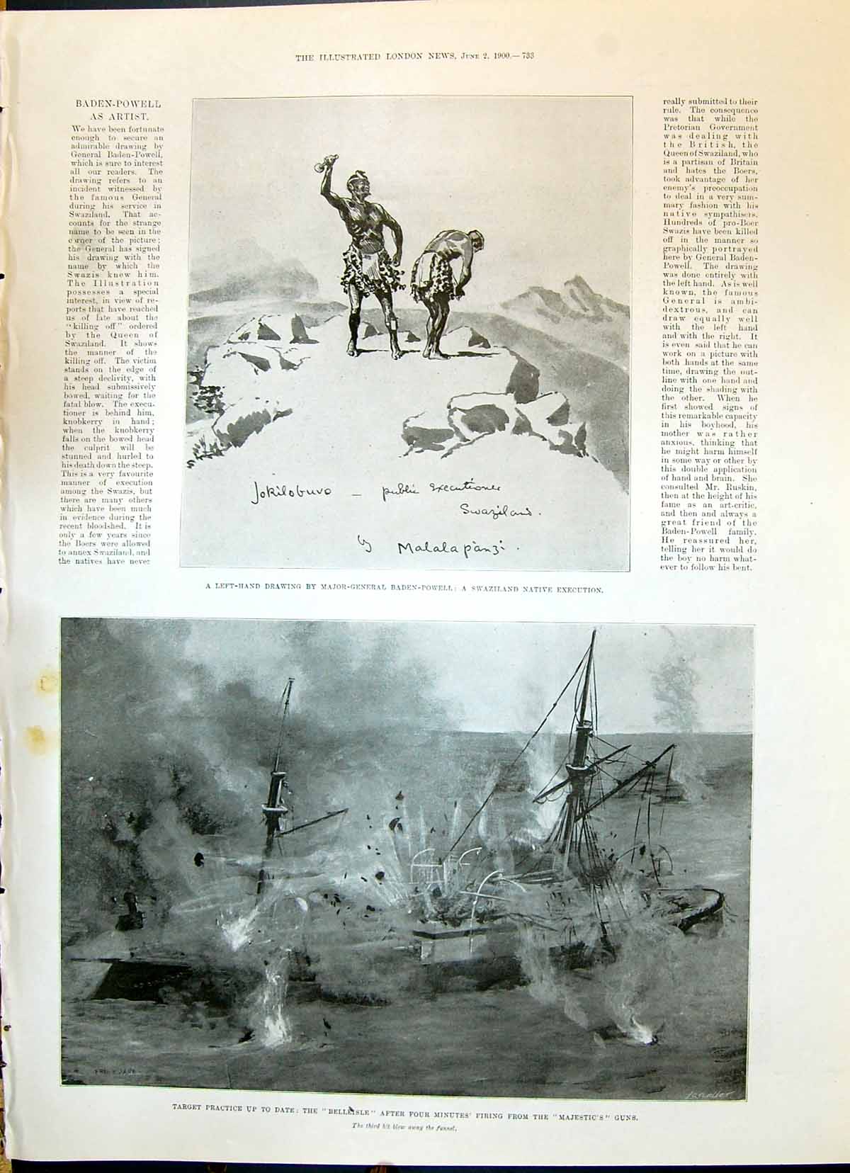Old 1900 Swaziland Native Execution Ship Target Practice Belleisle Ma Victorian