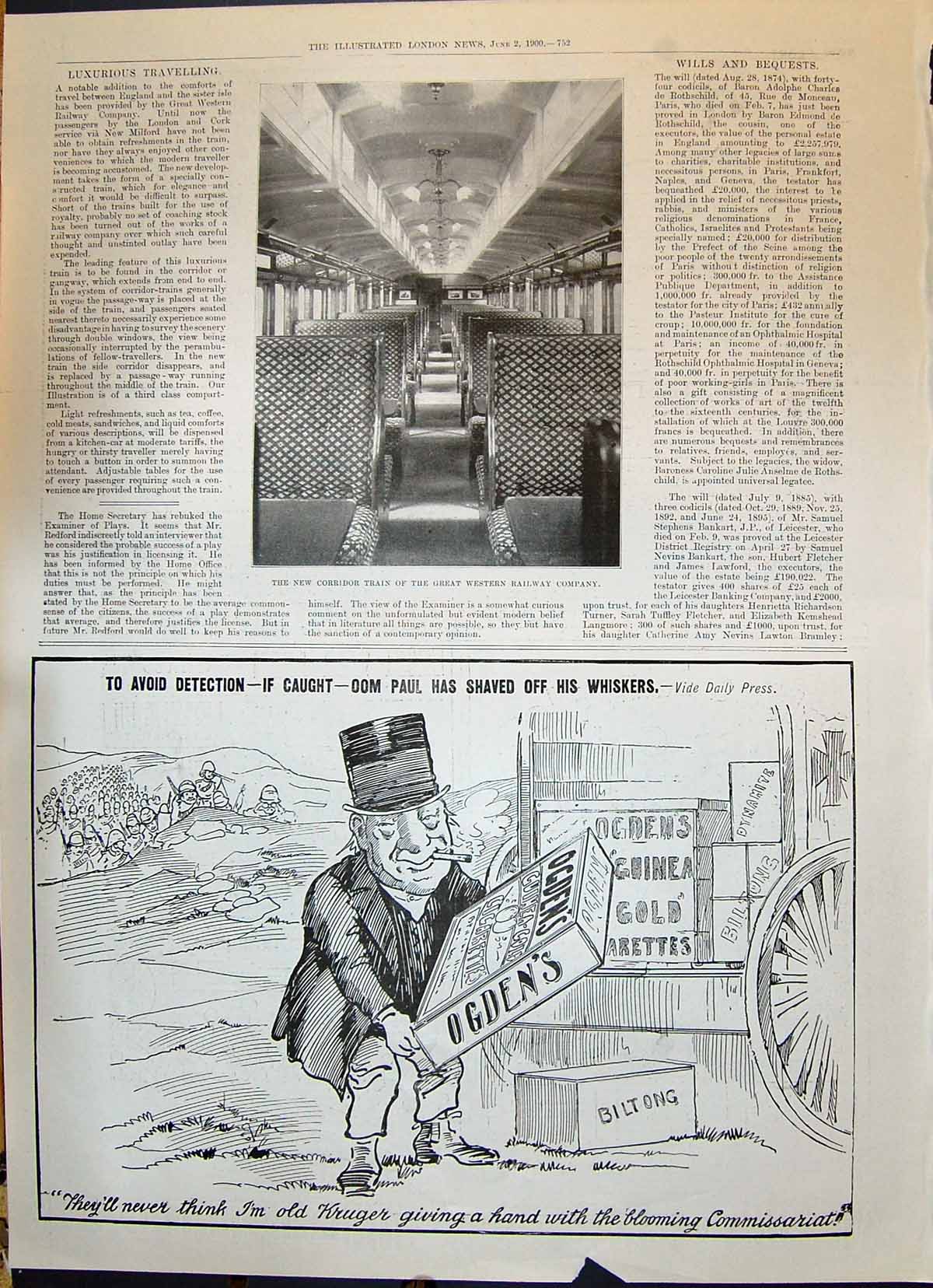 Old 1900 Corridor Train Carriage Great Western Railway Company Ogdens Victorian