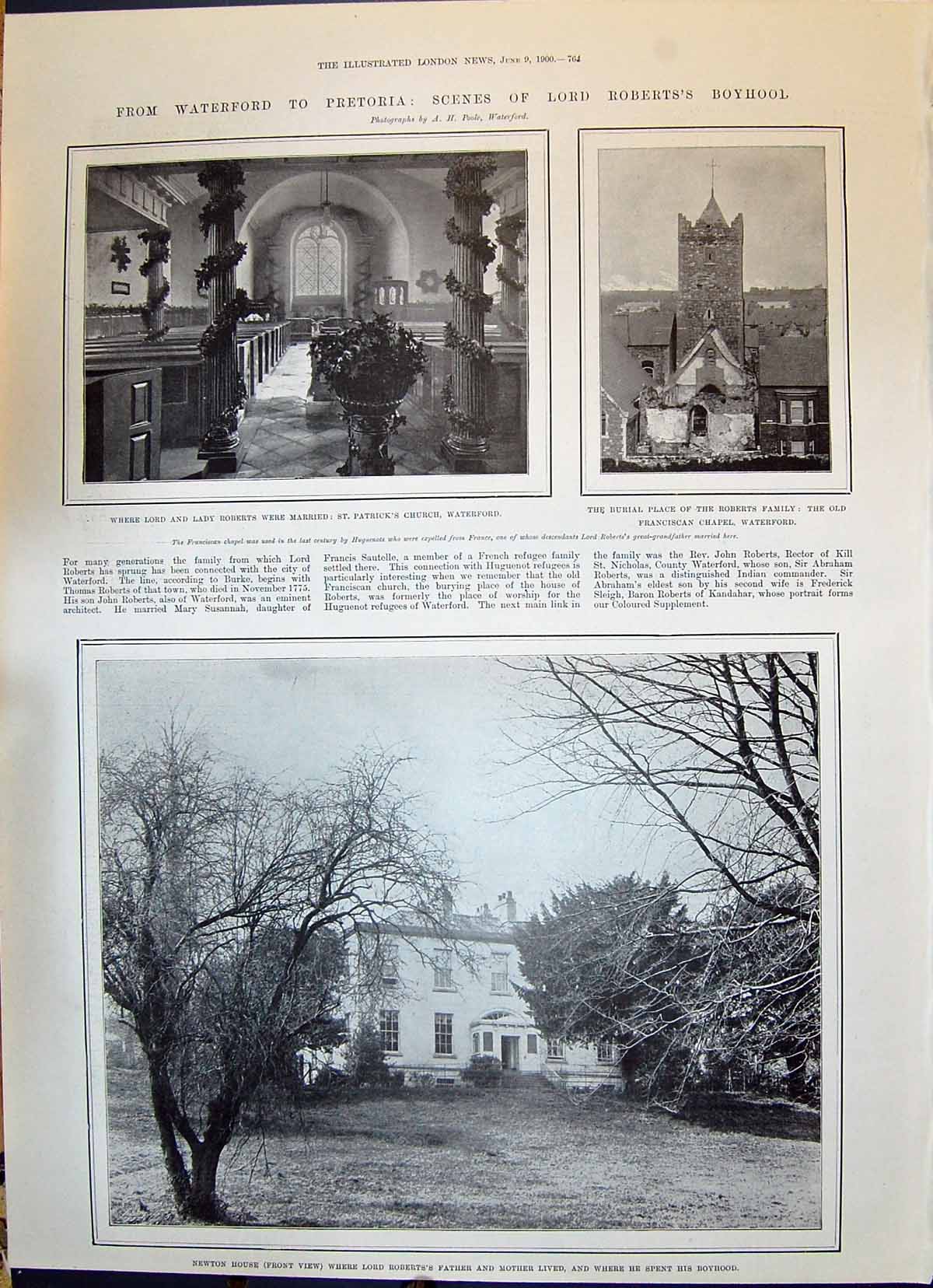 Old 1900 Patrick'S Church Waterford Newton House Lord Roberts Francis Victorian