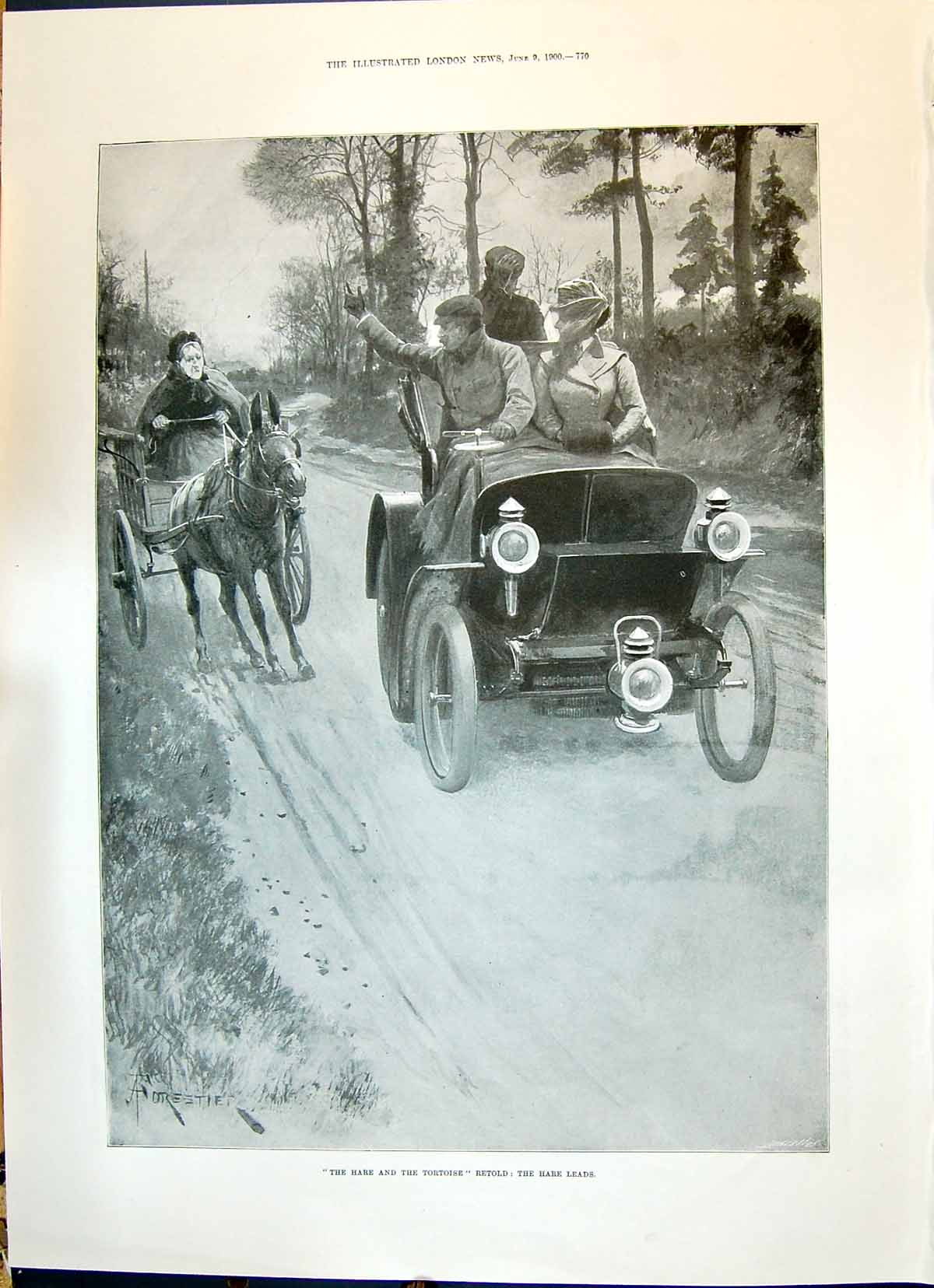 Old 1900 Motor Car Horse Cart Race Indian Ambulance Bearers Injured S Victorian