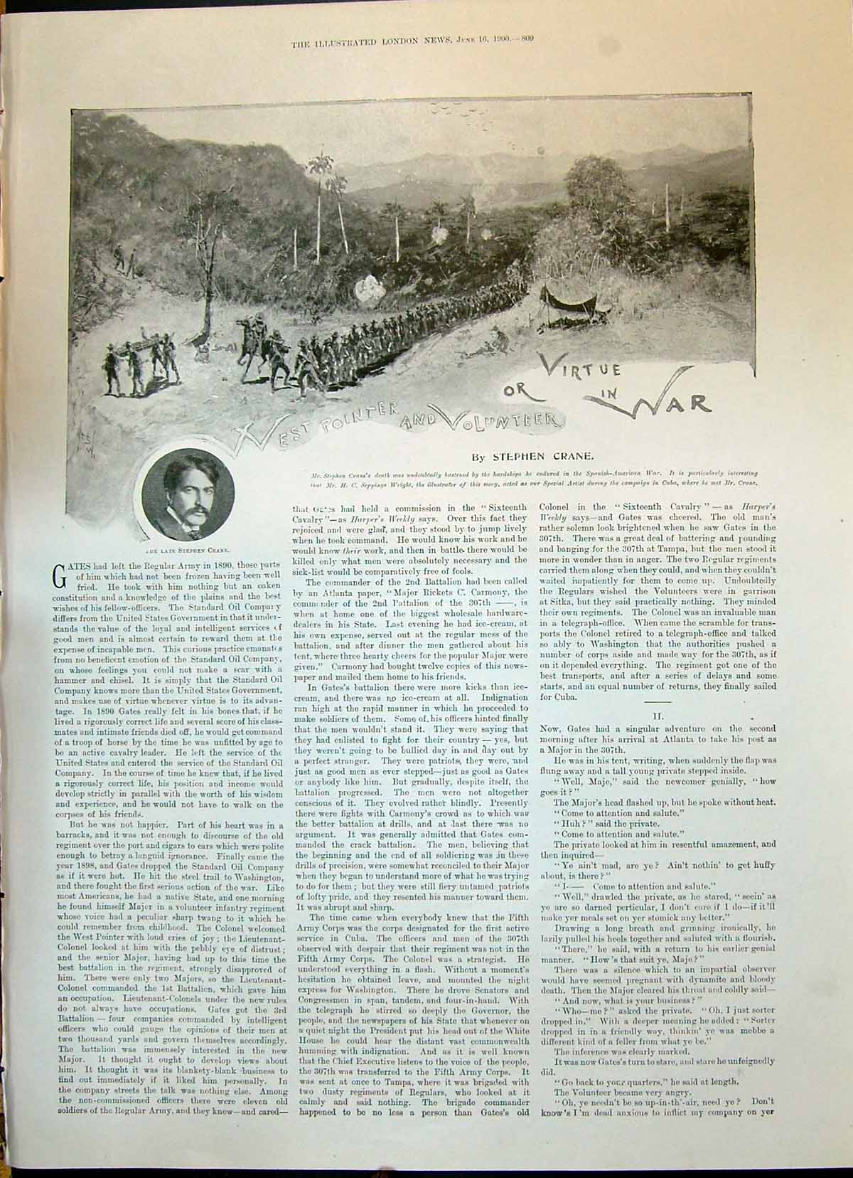 Antique Print 1900 Stephen Crane Story Illustration Was Siers West Pointer 20th