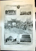 Old Print 1900 Peking China British Legation Chen Mun Railway Resting Si 20th