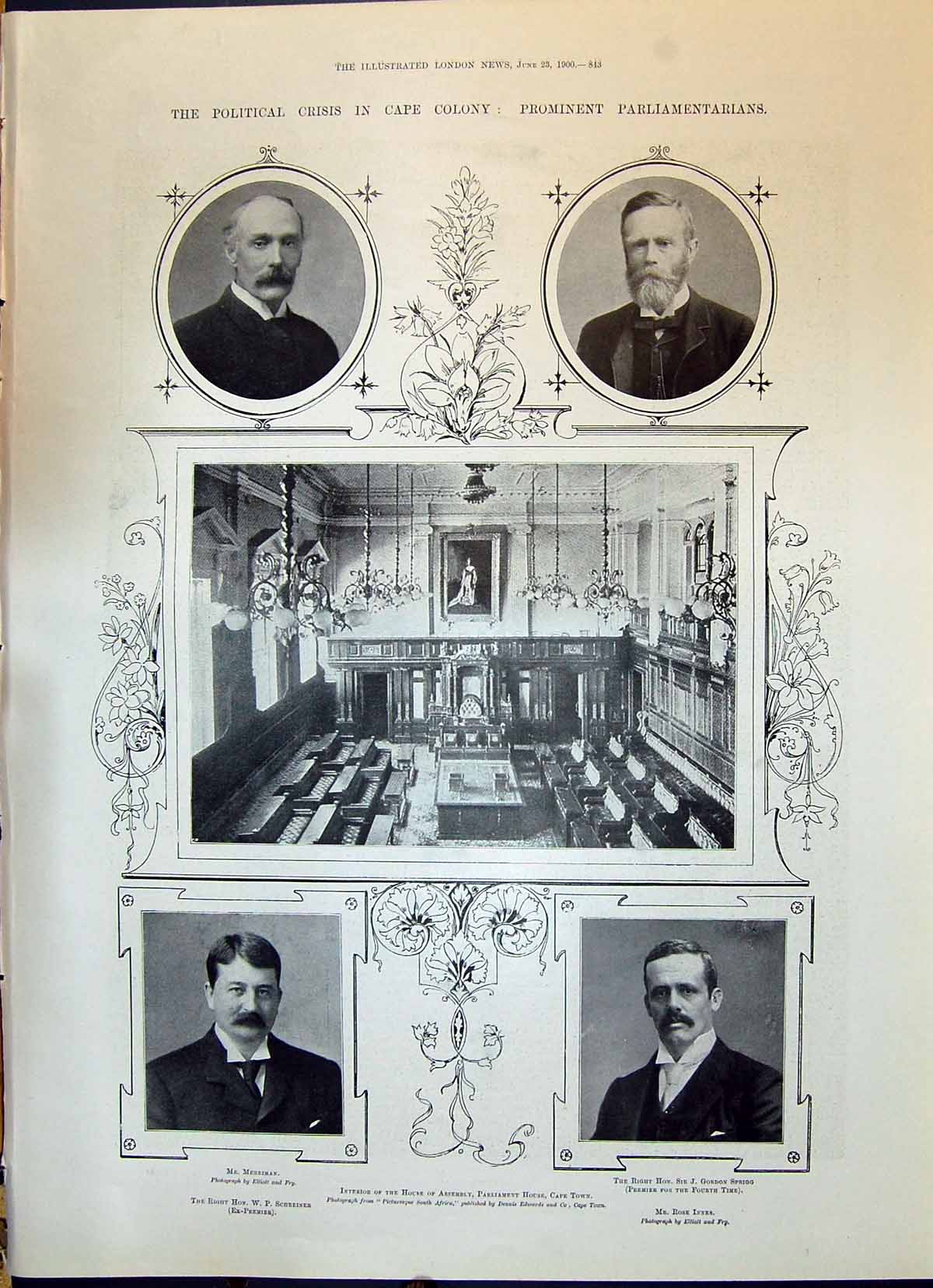Old 1900 Cape Colony Merriman Sprigg Schreiner Innes Gladstone Glynne Victorian