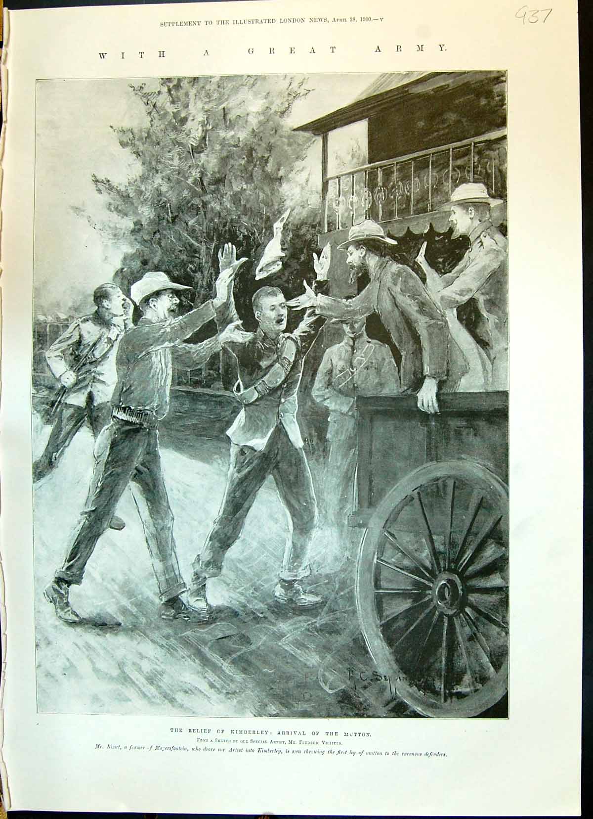 Old 1900 Relief Kimberley Scene Arrival Mutton War Cronje Paardeberg Victorian