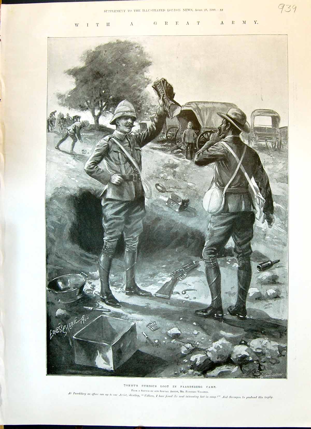 Old Print 1900 Tomy'S Curious Loot Paardeberg Camp Siers War Bloemfontei 20th