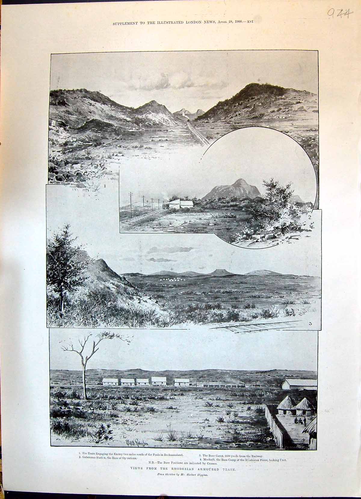 Old 1900 Rhodesian Armoured Train Boer Camp Mochadi Gaberones Bloemfo Victorian