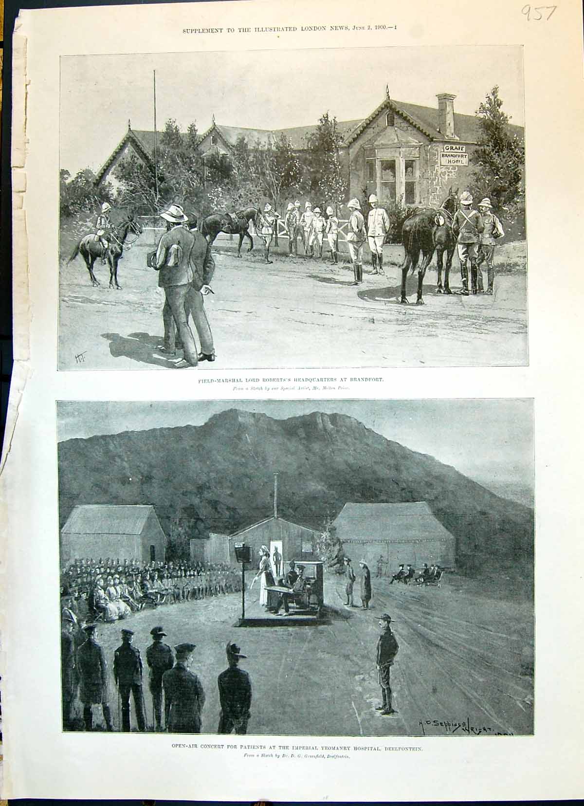 Old 1900 War Lord Roberts Brandfort Concert Hospital Deelfontein Lock Victorian