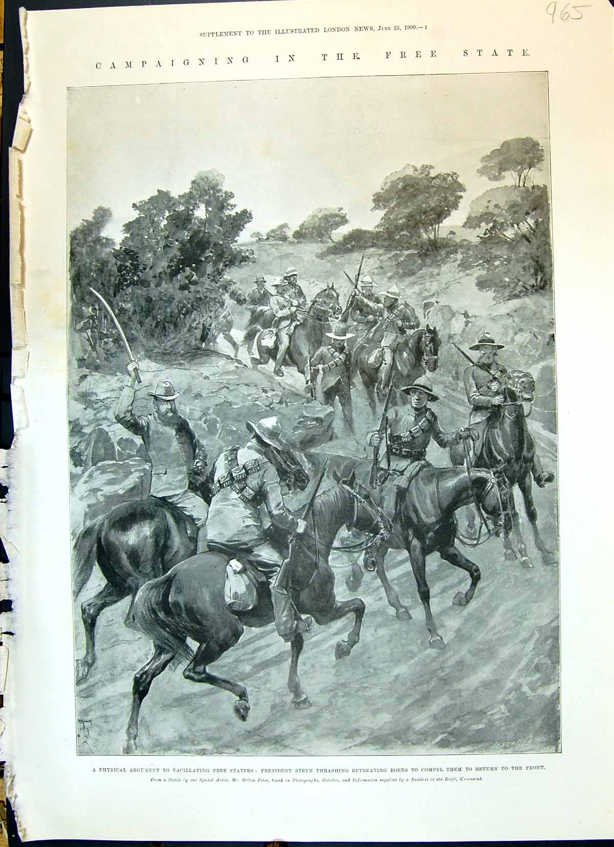Old 1900 President Steyn Thrashing Boers Africa War Durban Pietermari Victorian