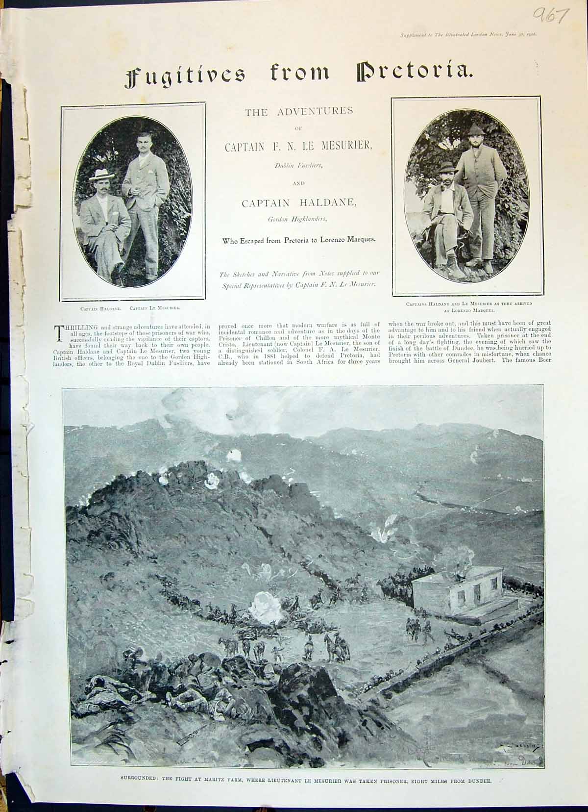 Old 1900 Pretoria War Haldane Mesurier Maritz Farm Dundee Dannhauser Victorian