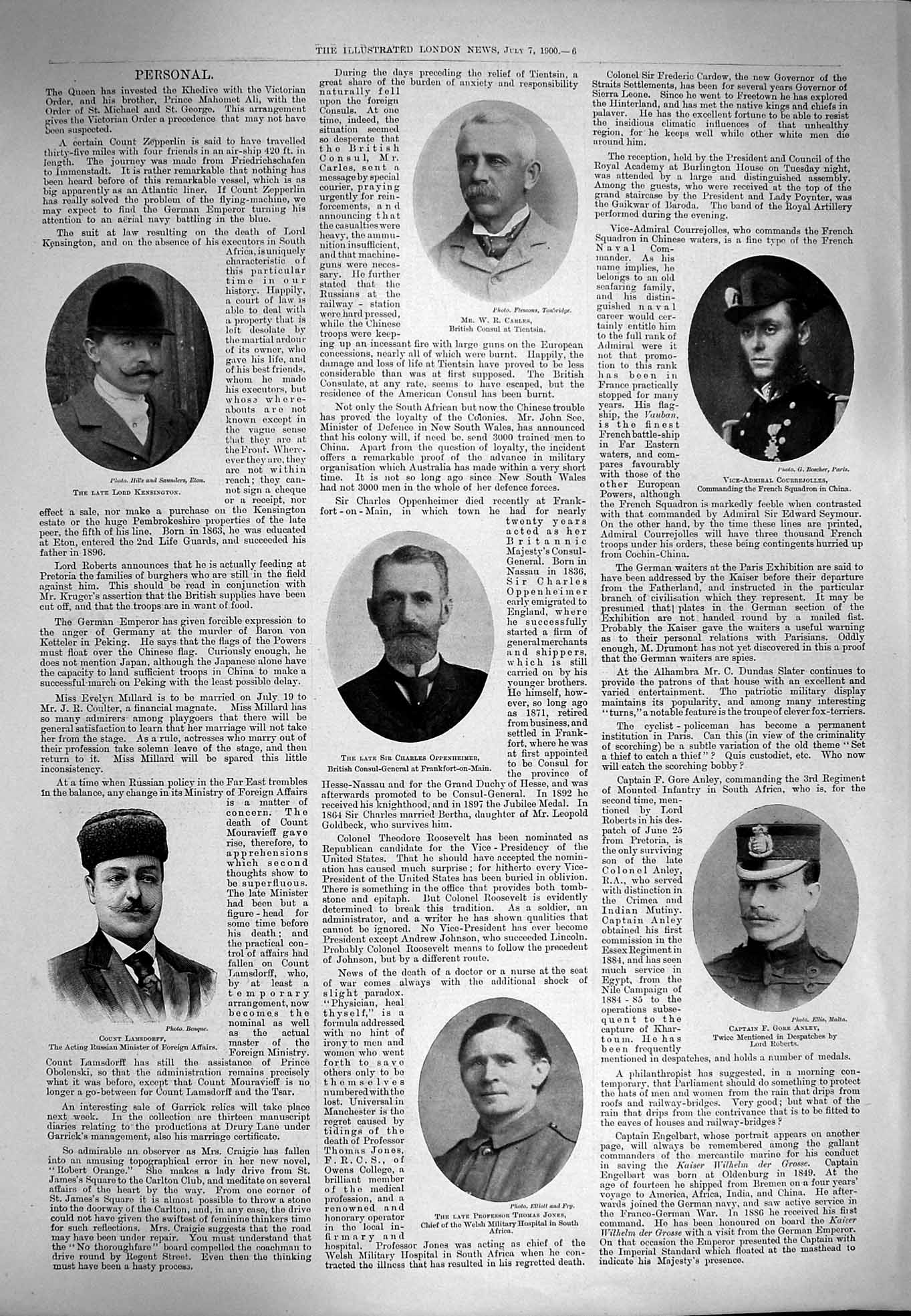Old Antique Print 1900 Carles Oppenheimer Kensington Anley Thomas Jones 20th