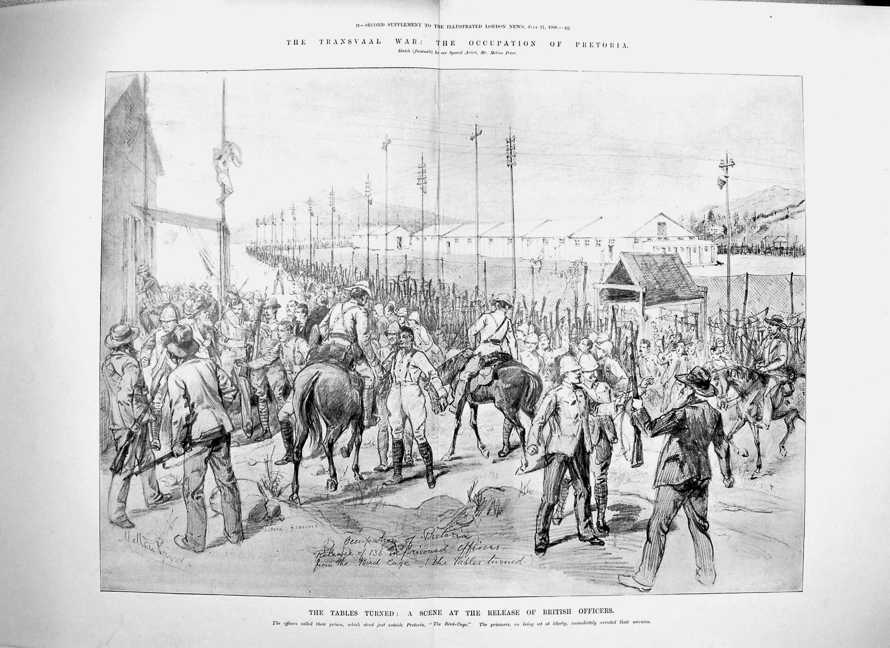 Old Antique Print 1900 Transvaal War Pretoria Release British Officers 20th