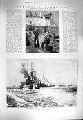 Old Antique Print 1900 Navy War Ship Camperdown Kingsley Museum Rectory 20th