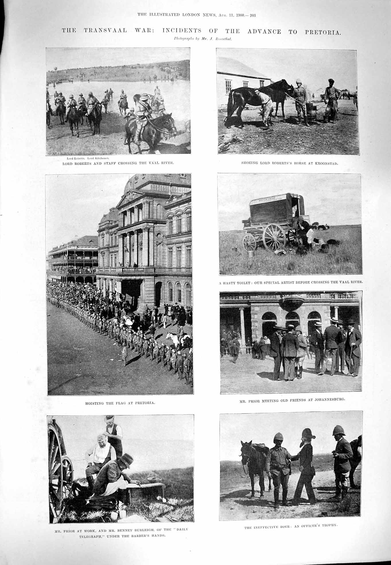 Old Antique Print 1900 Transvaal War Pretoria Roberts Bennet Baden-Powell 20th