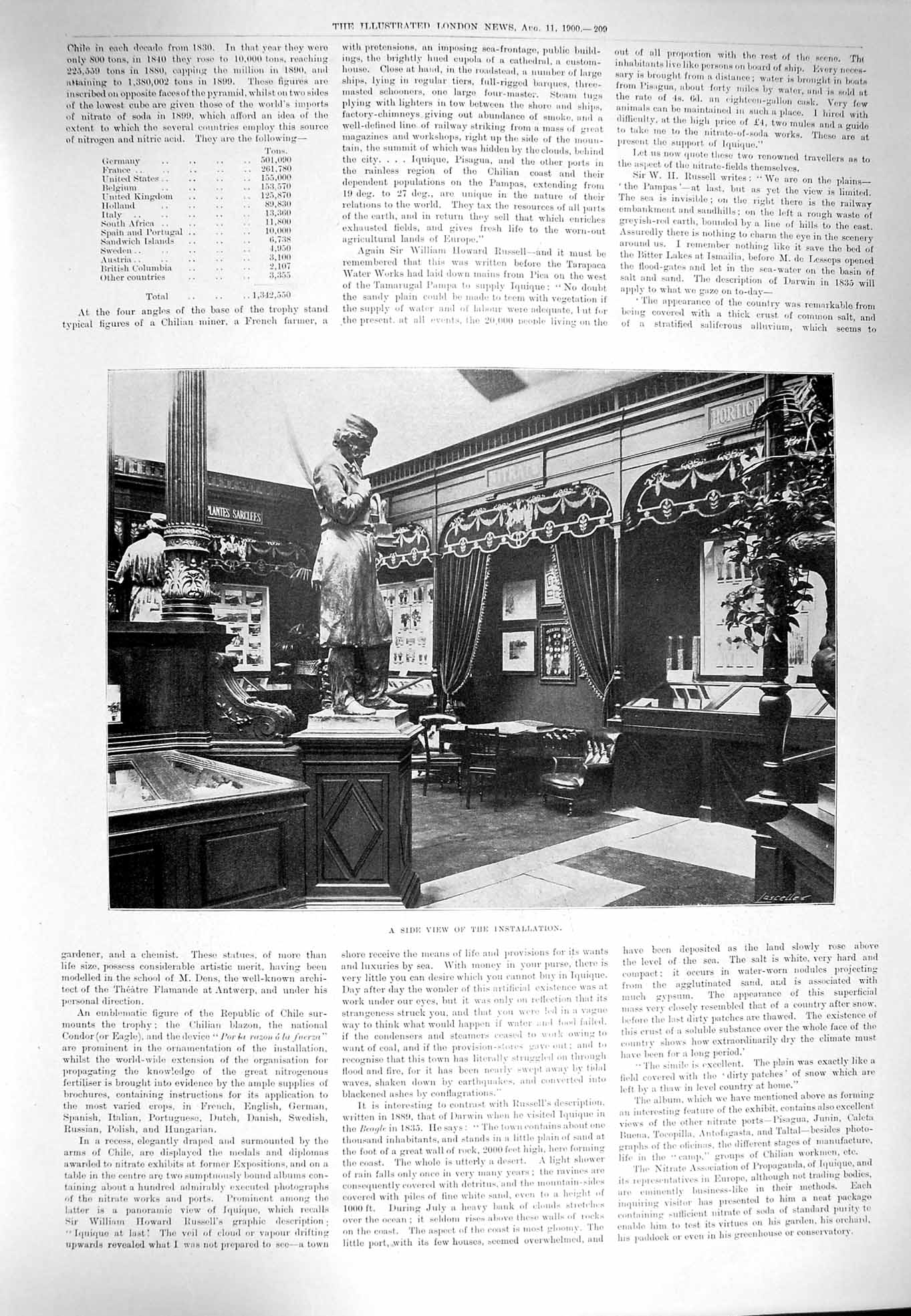 Old Antique Print 1900 Installation Exhibition Vase Multiplex Clock Lady 20th