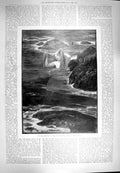 Original Old Antique Print 1900 Woman Lighthouse Point Sea Rocks Forestier 20th