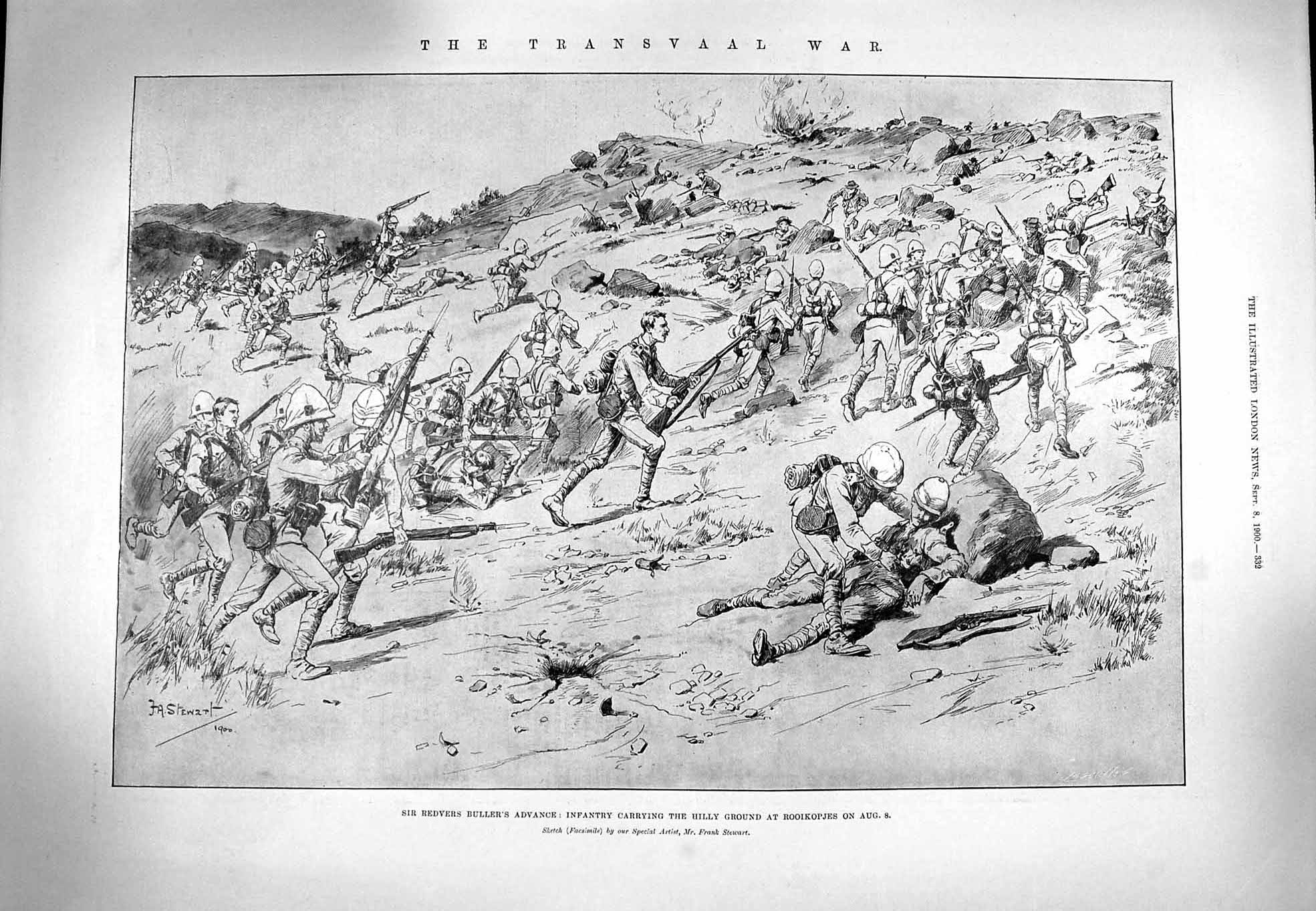 Original Old Antique Print 1900 Transvaal War Redvers Buller Rooikopjes Siers