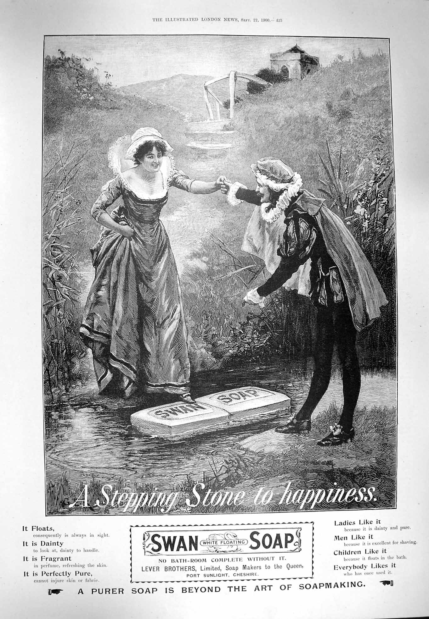 Original Old Antique Print 1900 Advertisement Swan Soap Lever Brothers 20th