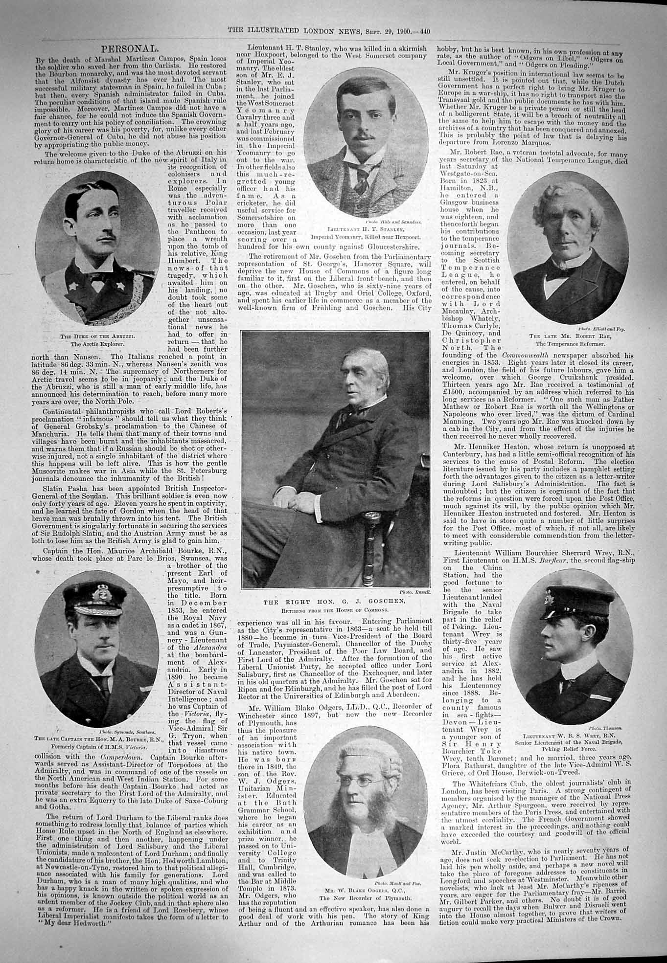 Original Old Antique Print 1900 Abruzzi Rae Goschen Stanley Bourke Wrey Odgers