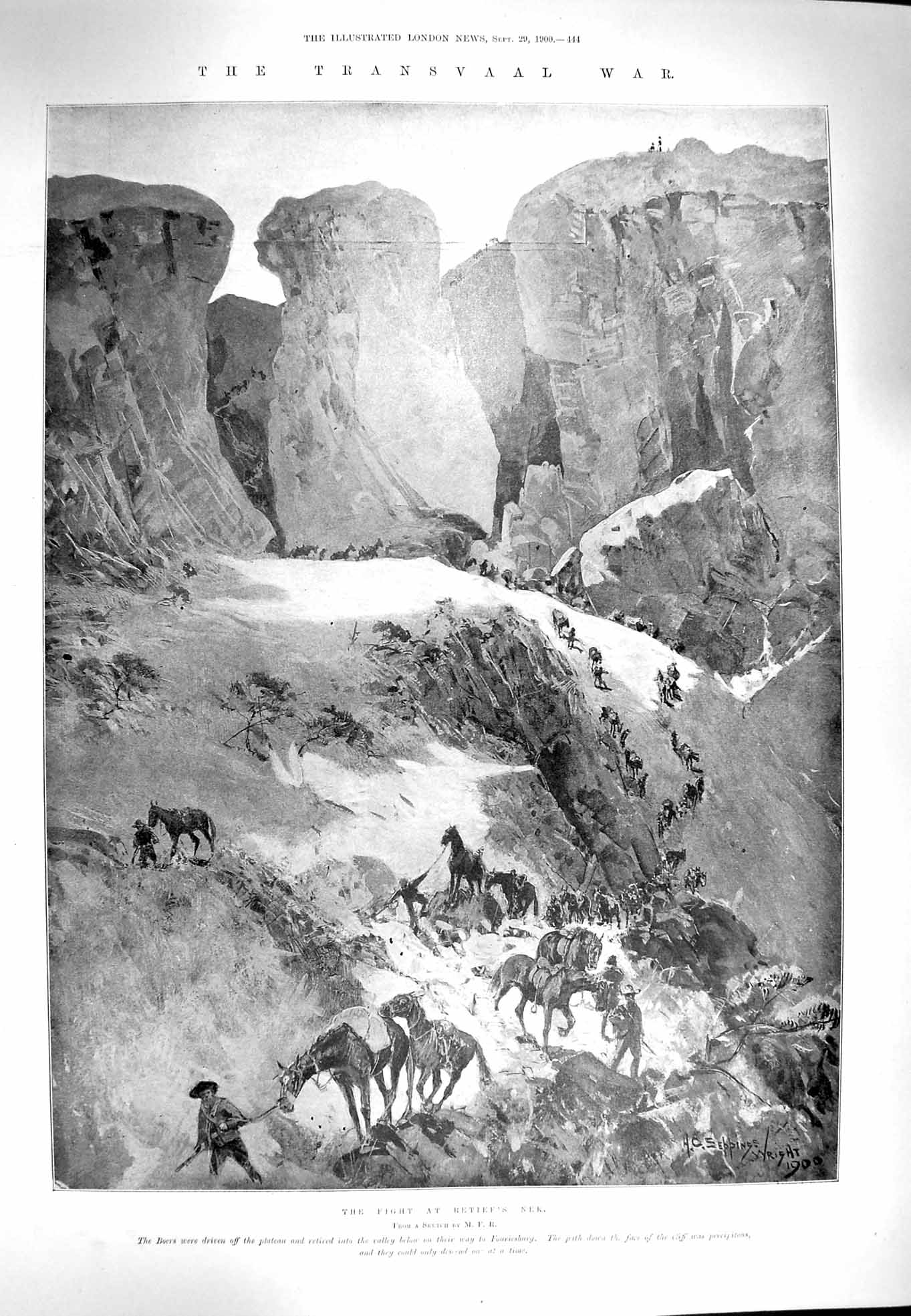 Original Old Antique Print 1900 Transvaal War Retief Nek Boers Banquet Loubet