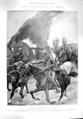 Old Antique Print 1900 Transvaal War White Flag Hussars Post Office Fire 20th
