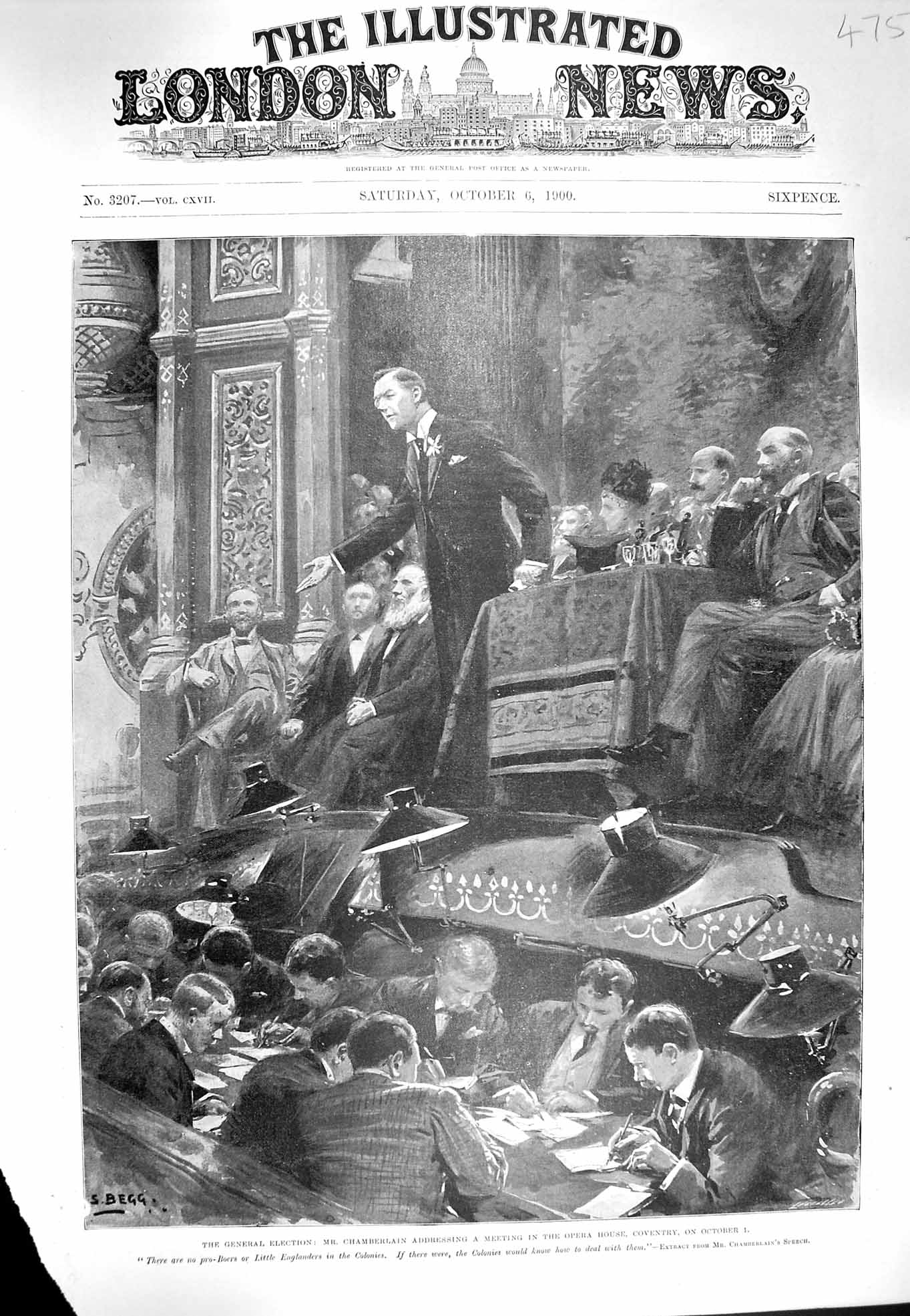 Old Antique Print 1900 General Election Opera House Chamberlain Coventry 20th