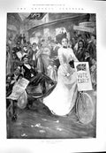 Old Antique Print 1900 General Elections Lady Bicycle Palmer Halney Heath 20th